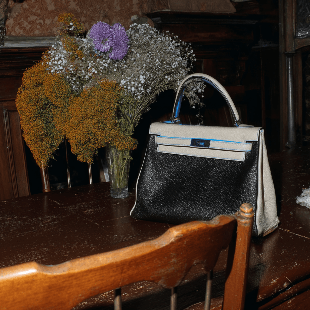 Luxury bag on table